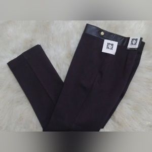 Anne Klein Pullon Slim ankle pants with faux leather trim